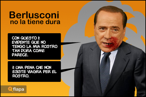 Agresion a Berlusconi mitin Milán